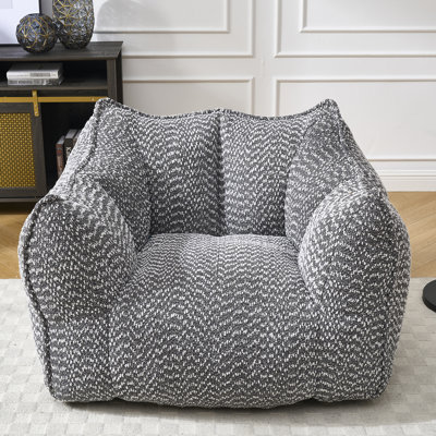 Fauteuil à billes carré gris en chenille, mousse haute résilience pour le salon, la chambre à coucher en chenille et la salle à manger