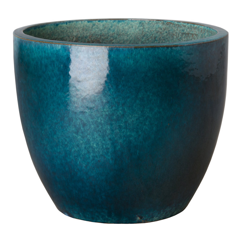 Silsbee Handmade Ceramic Planter, Teal, 19" H x 22" W x 22" D