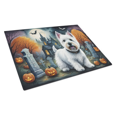 Westie Spooky Halloween Glass Cutting Board Large