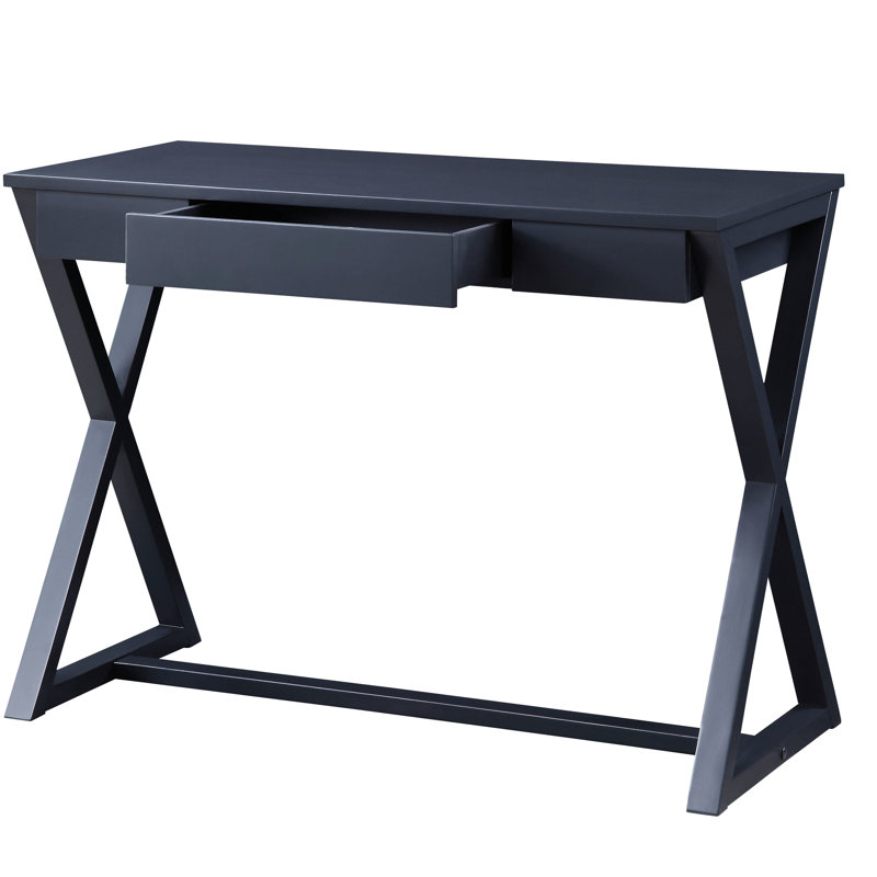 Console Table In Charcoal, With X-shaped Base And Handy Storage Drawer Rectangular Charcoal Practical