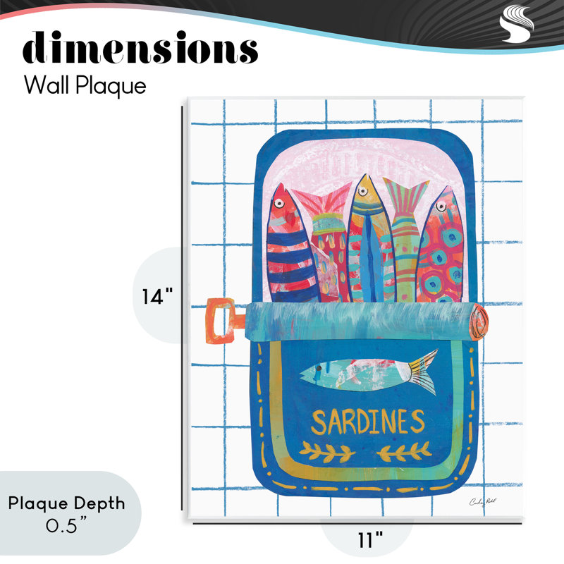 Plaque murale en étain bleu sardines, par Courtney Prahl