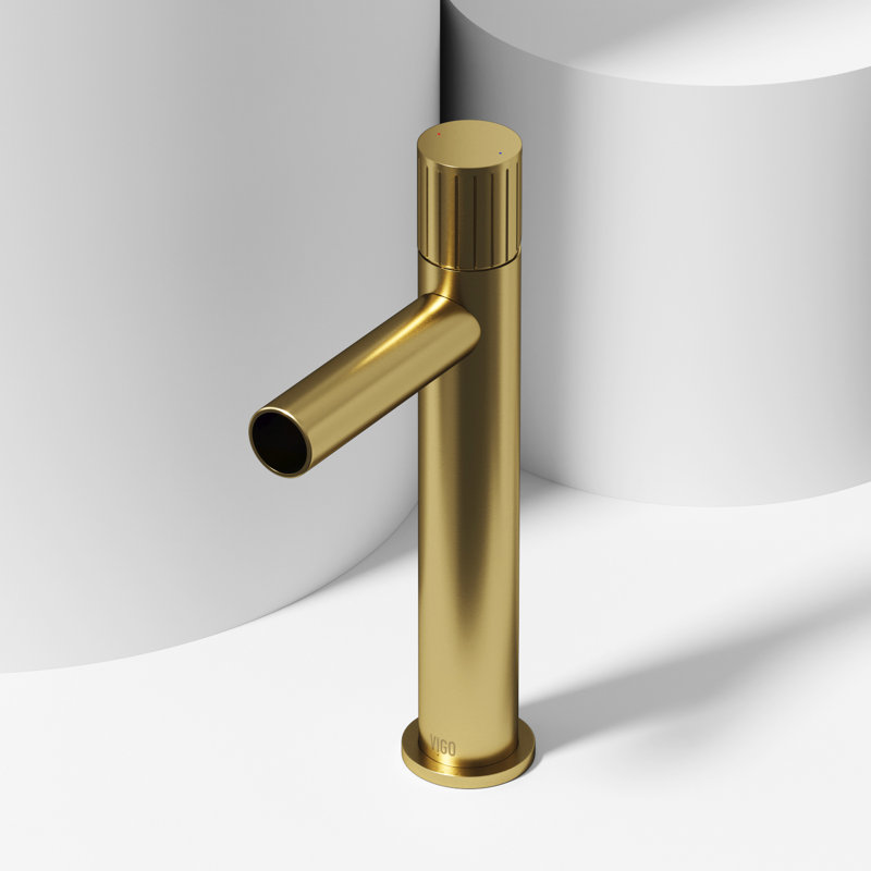 Ashford 11" H Single Handle Vessel Sink Bathroom Faucet, Matte Brushed Gold