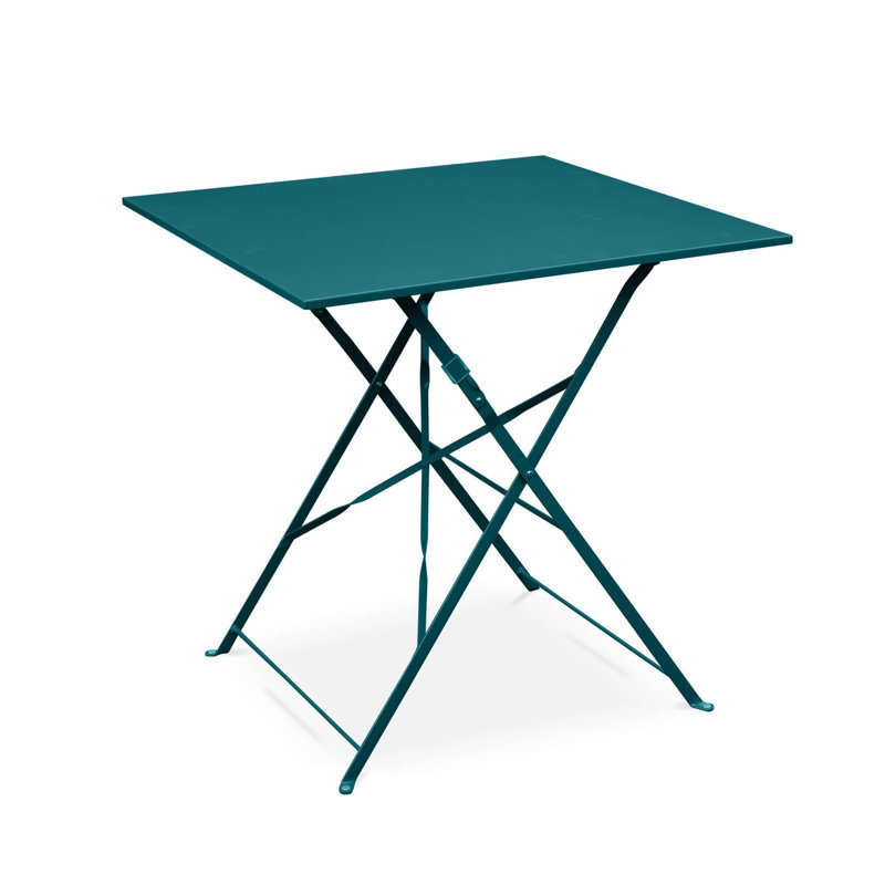 Westcliff Folding Thermo- Lacquered Steel Bistro Table, Duck Blue
