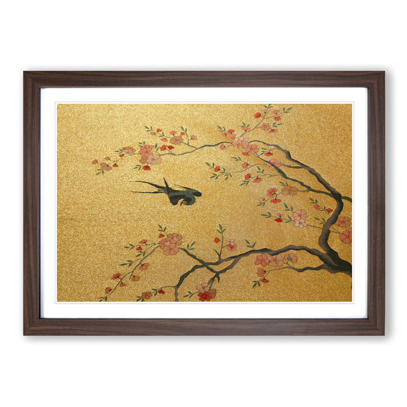 Flying Bird by Cui Bai - Picture Frame Painting Print, 27cm H x 36cm W x 2cm D, Walnut Framed