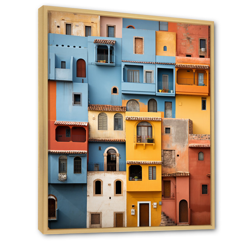 Lazer Colorful Mexico Colorful Casas This I - reproduction, H 40 po x l 30 po x P 1,5 po, Cadre naturel flottant
