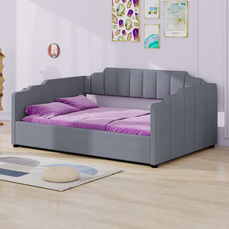 Upholstered Daybed With Underneath Storage, Gray