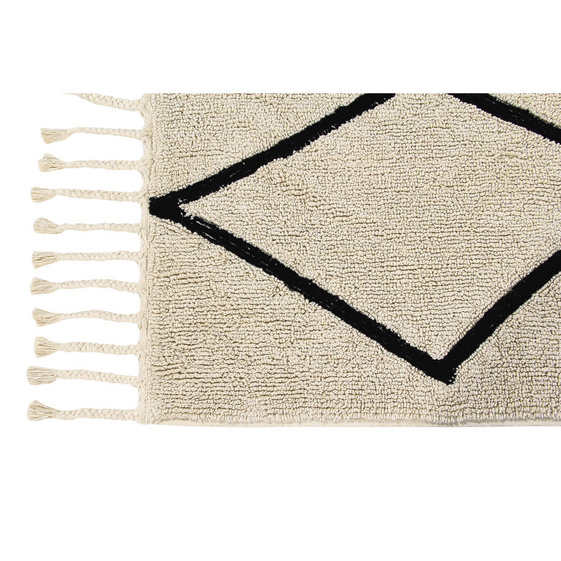 Chevron Handmade Tufted Cotton Area Rug in Beige, Rectangle 4'7'' x 6'7''