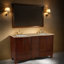 Meuble-lavabo double 60 po avec plateau en travertin Cherill