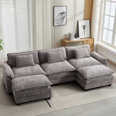 Praylow 120" W Modular U-Shaped Sectional Sofa with Two Ottomans 