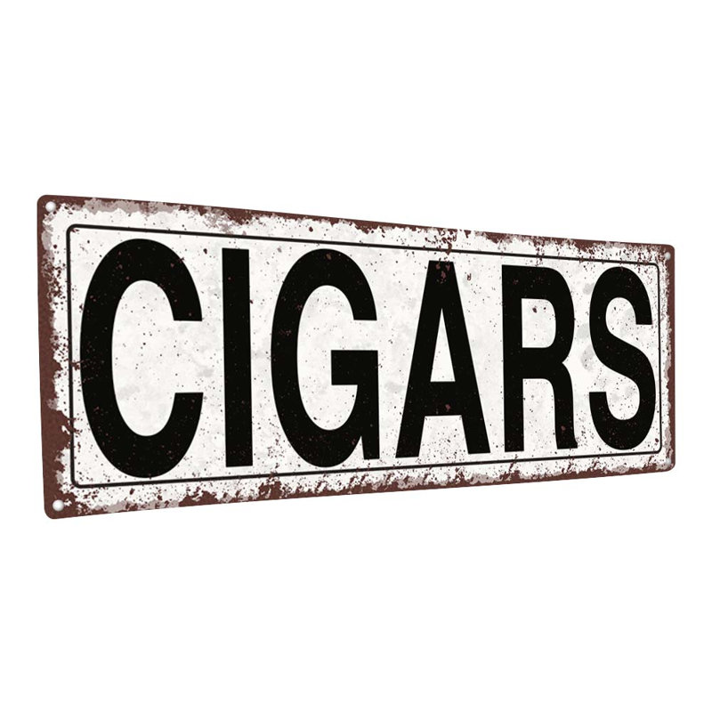 Cigars Metal Sign, 4.25" H x 11.5" W x 0.04" D