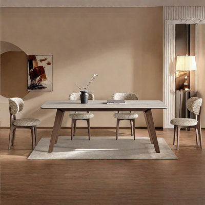 Elegant white-ash sintering table and oak chairs