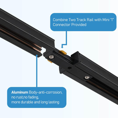 Black 6-Light Ceiling Track Lighting Fixtures with 6.6FT H-Type Rail, GU10(No Bulbs)