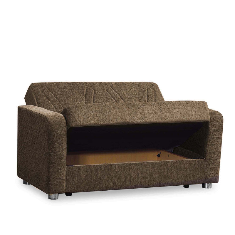 PrimeNest Gravita Collection Upholstered Convertible Loveseat with Storage, Beige