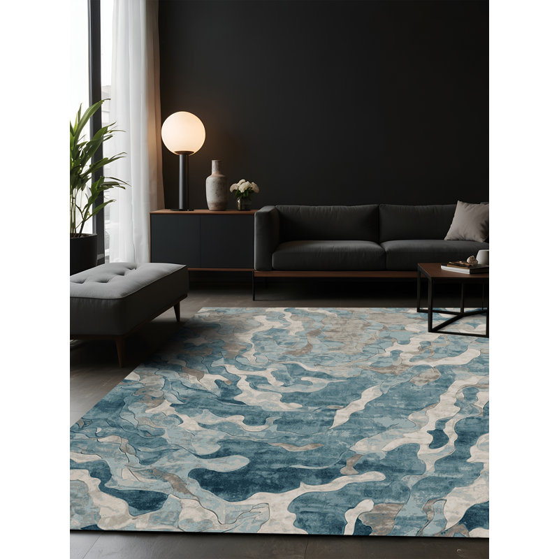 Tapis brun soyeux et moelleux, Carré 8 pi