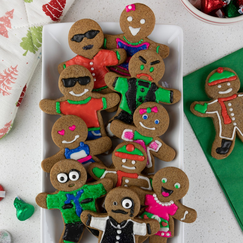Tovolo Gingerbread Girl Cookie Cutter and Stamp Set of 6 for Holiday Baking, Fuchsia