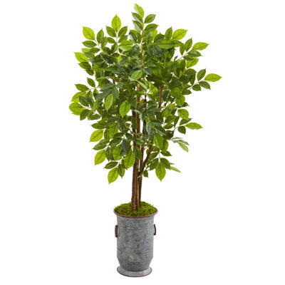 55'' Faux Birch Tree in Metal Planter