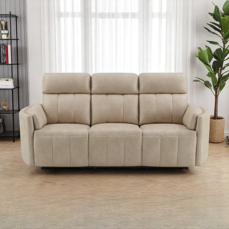 Modern Microfiber Motion Sofa With Reclining Function & Padded Backrests