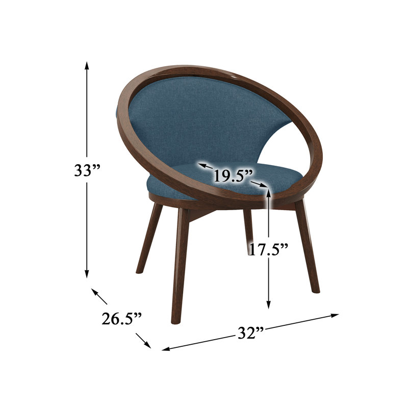 Currington Upholstered Accent Chair, Brown, Blue 100% Polyester
