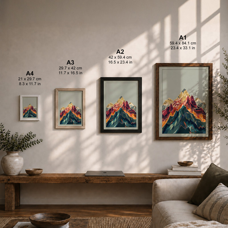 Mountain Peaks Geometric - Print, Unframed, A3 - 42.0 x 29.7 cm