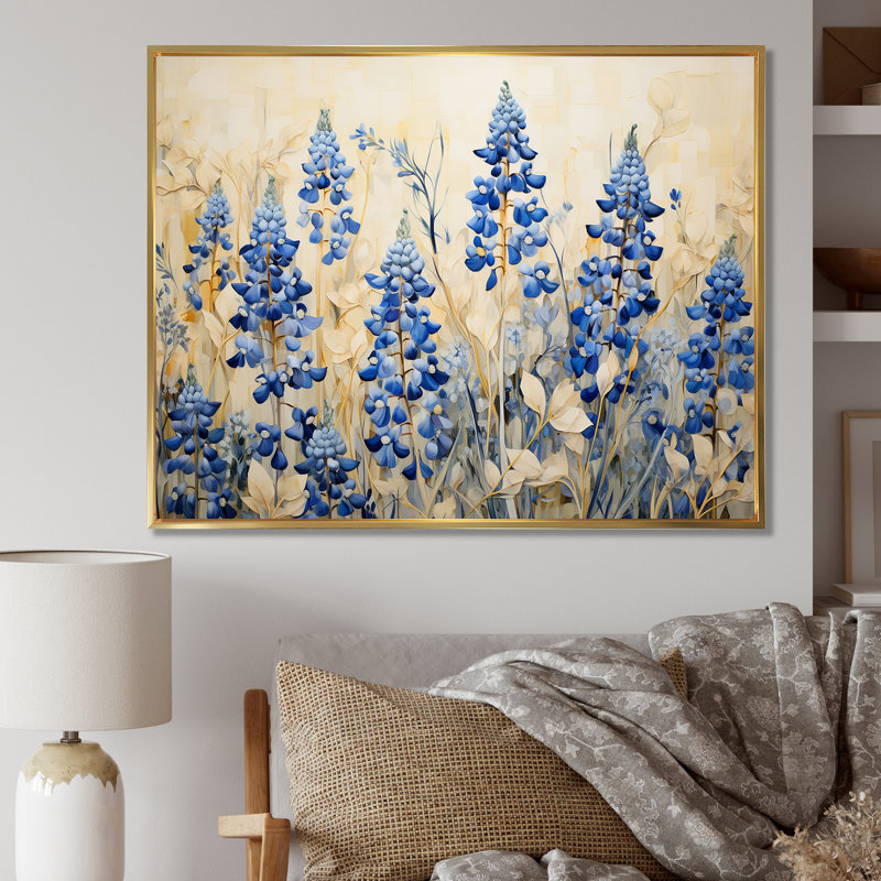 Magical Blue Bonnets Grass Meadows, reproduction d'art sur toile, H 24 po x l 32 po x P 1 po, Or