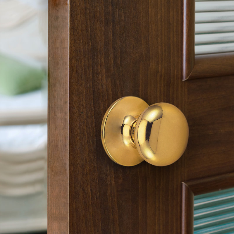 Faux bouton de porte simple Cambridge, Laiton poli