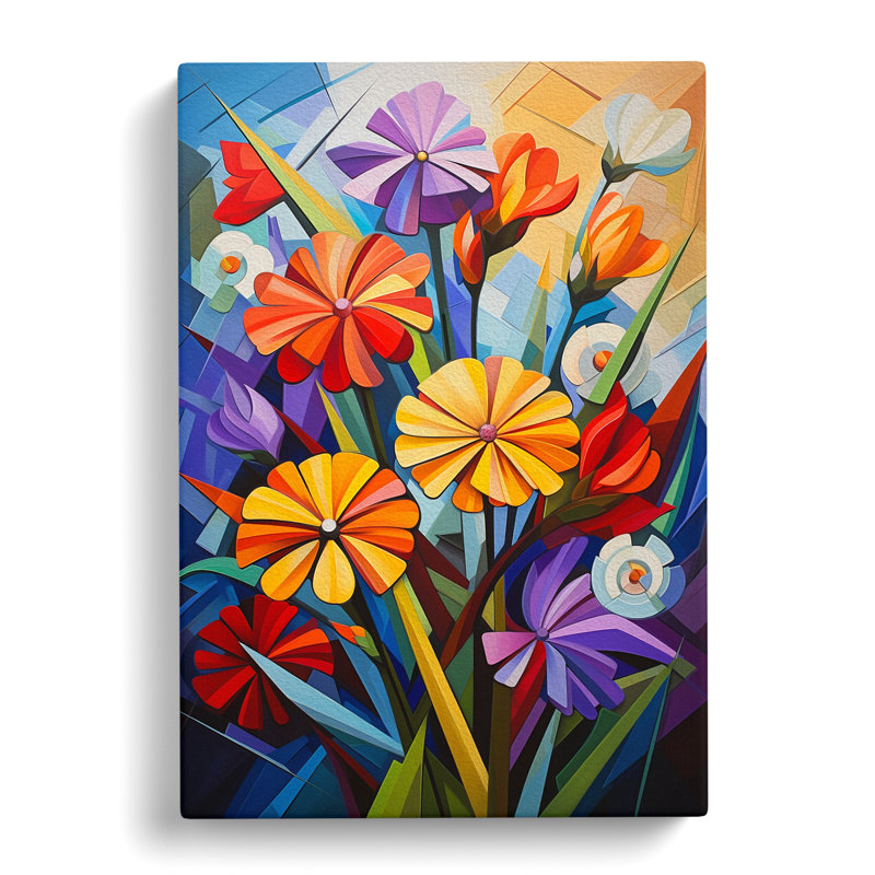 Wildflowers Cubism - Wrapped Canvas, 50cm H x 35cm W x 3cm D