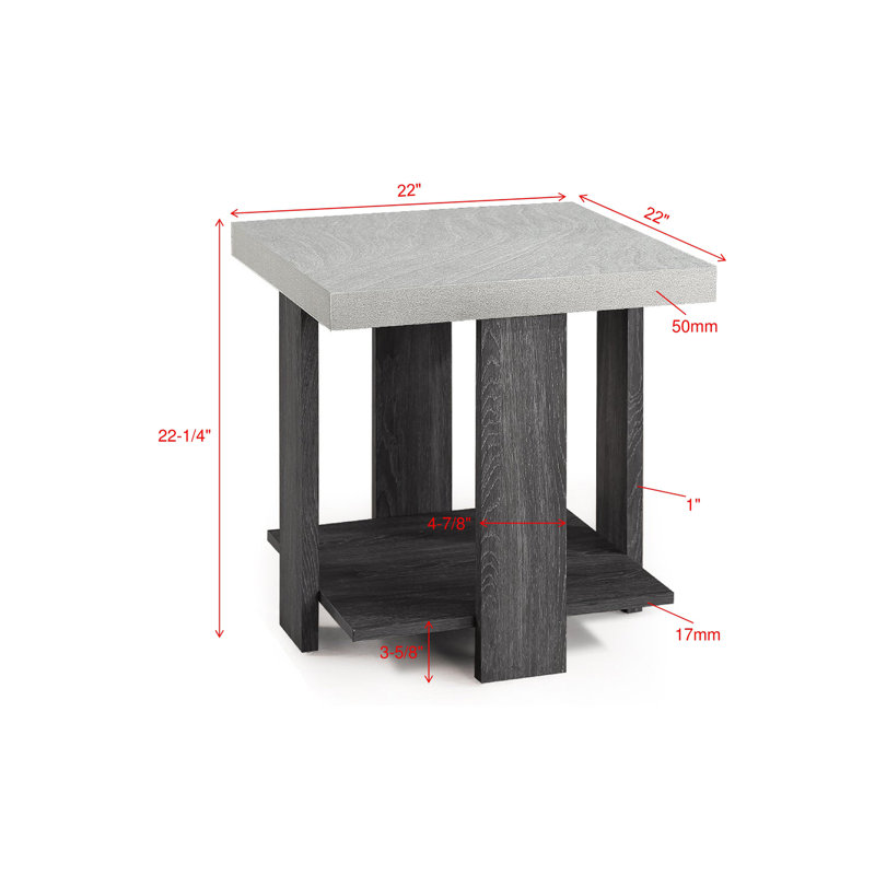 Ensemble de table basse 3 pièces avec table basse et deux tables de bout assorties, Plateau gris / base brune