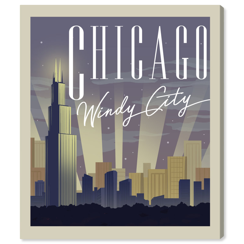 " Chicago Postcard ", Wrapped Canvas, 20" H x 20" W x 1.5" D