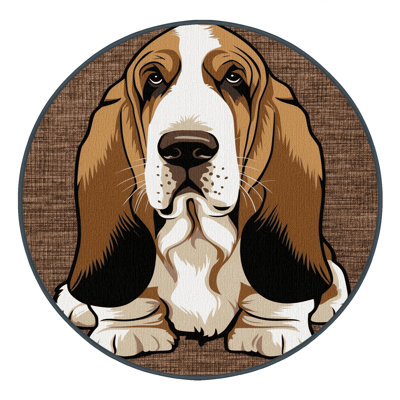 Washable Basset Hound Dogs Area Rug