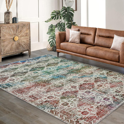 Tapis lavable rétro à motif floral rétro Boho, tapis antidérapant pour salon, chambre à coucher, salle à manger, chambre de bébé, dortoir, chambre d'enfant