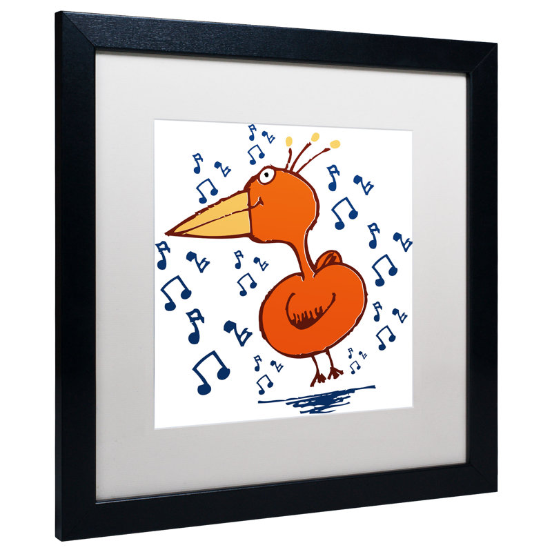 « music oiseau » par carla martell, art encadré, H 16 po x l 16 po, Blanc