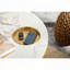 Table basse ronde avec rangement double couche - blanc et or