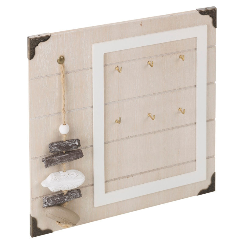 Manufactured Wood Wall Organizer with Key Hooks