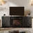 63" Farmhouse TV Stand with 23" Electric Fireplace, 3 Vintage Button Control Design, Over Heat Protection-908864361