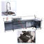 Îlot de cuisine extérieure modulaire en forme de L de 157 pouces avec barbecue à gaz 6 brûleurs de 96 000 BTU, brûleur latéral, comptoir en granit noir, évier, réfrigérateur à boissons extérieur et ensemble de rôtisserie.