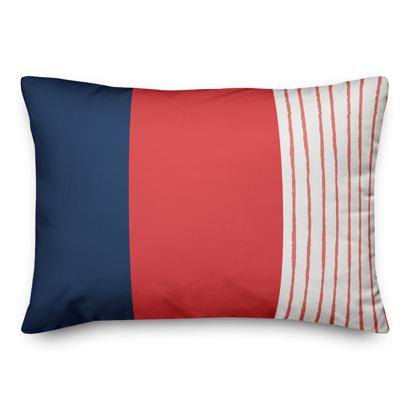 Polka Dots Outdoor Throw Pillow, Polyester/Polyfill, Navy/Chinese Red/White