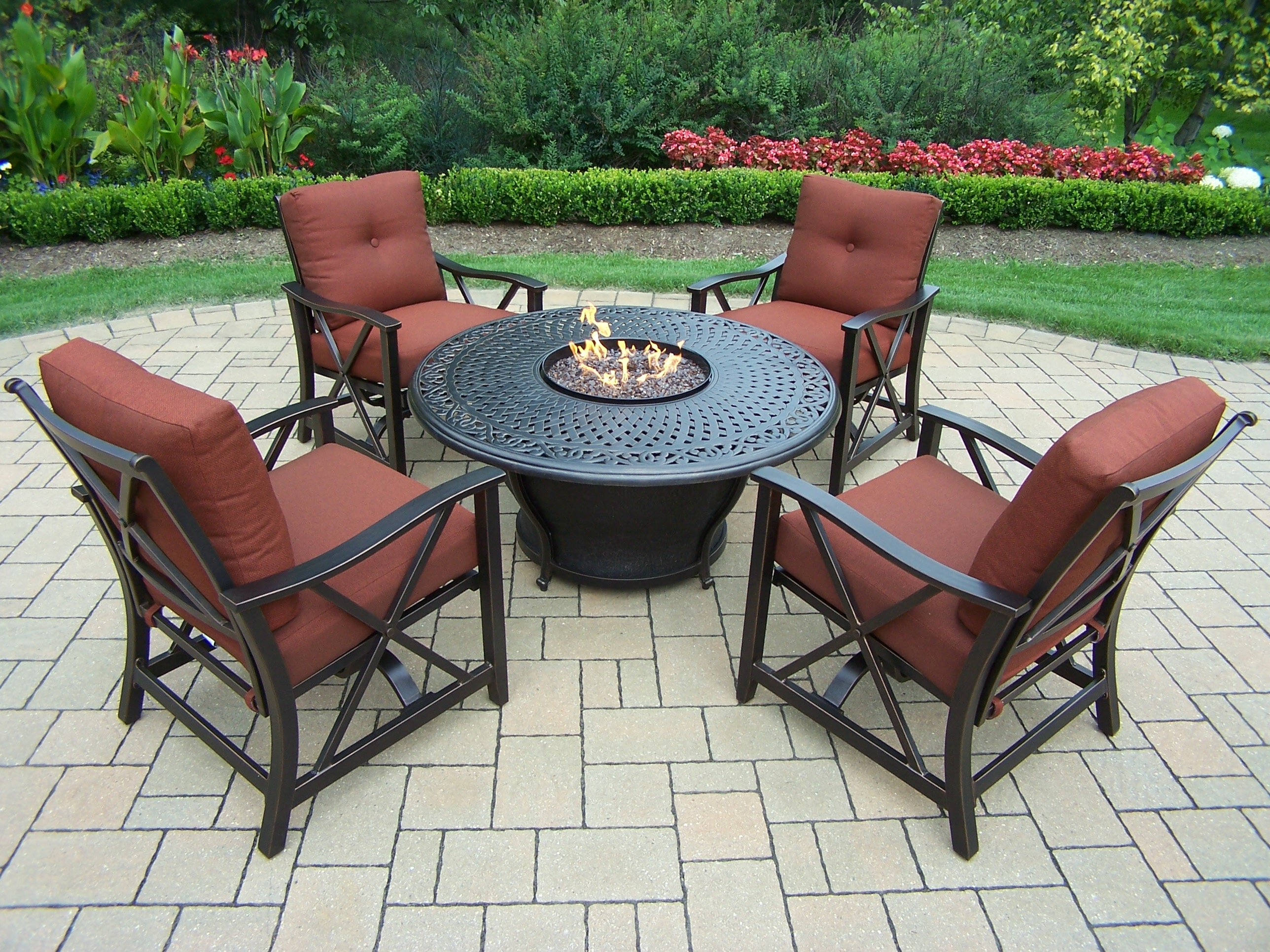 Gas fire pit table and outlet chairs