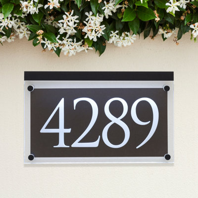 Metallic Crystal LED Lighted Trajan Engraved 1-Line Address Sign