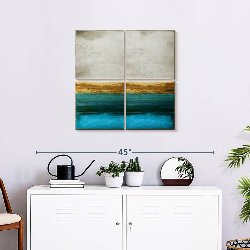 Avery doré sur turquoise, H 26 po x l 26 po