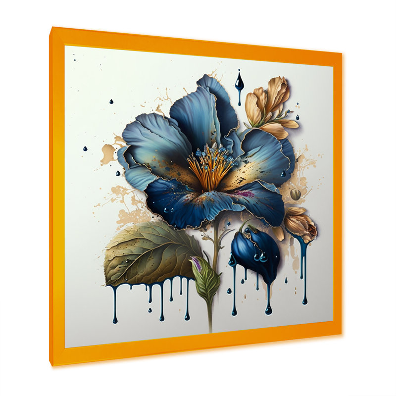 Fleurs réalistes II - reproduction sur toile, H 16 po x l 16 po x P 1 po, Impression dorée sur toile encadrée