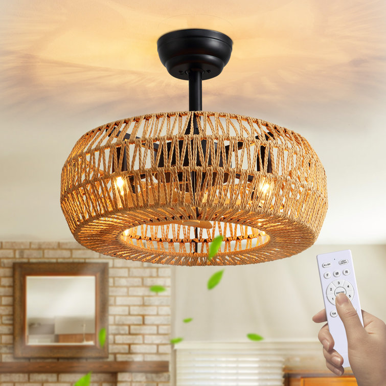 Erilynn 20'' Boho Caged Ceiling Fan with Light Kit and Remote Control Included