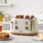 Vonshef 4 Slice Toaster - Nordic Matte Cream Design, 6 Browning Settings, Wide Slots, Defrost, Reheat And Cancel Functions, Removable Crumb Tray, High Lift Lever & Cord Storage