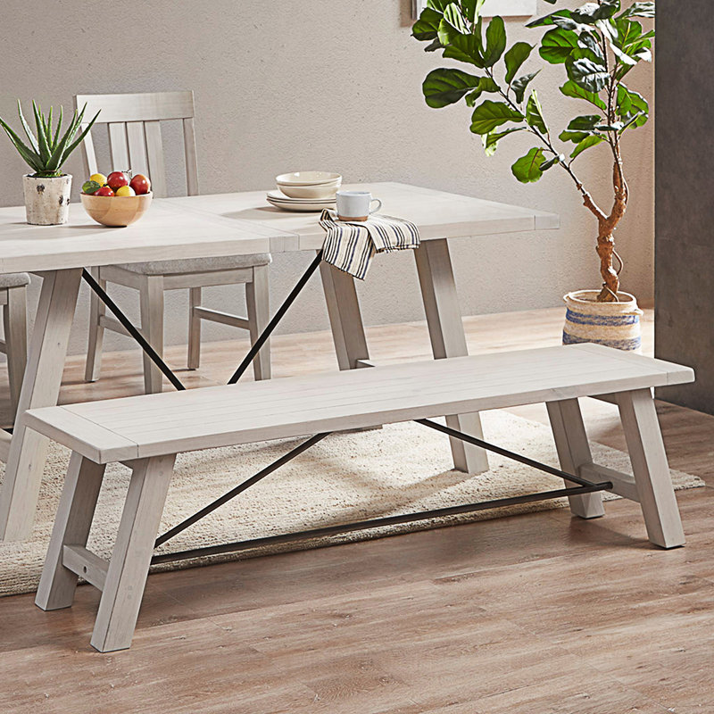 Banc de salle à manger d'inspiration champêtre, Blanc récupéré
