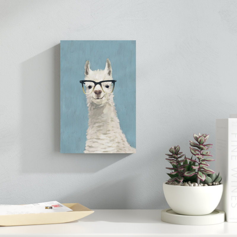 «Llama Specs II», peinture sur toile, H 12 po x l 8 po, Toile tendue