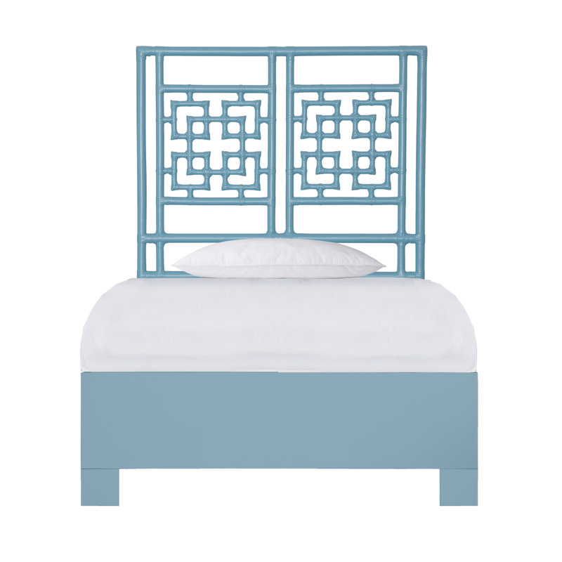 Lit plateforme Palm Springs, Bleu piscine, Simple