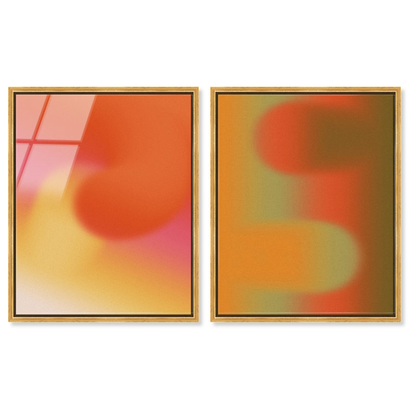 Ensemble de décorations murales modernes, impression sur acrylique encadrée rebondissant par Art Remedy, cadre doré, 24 x 30