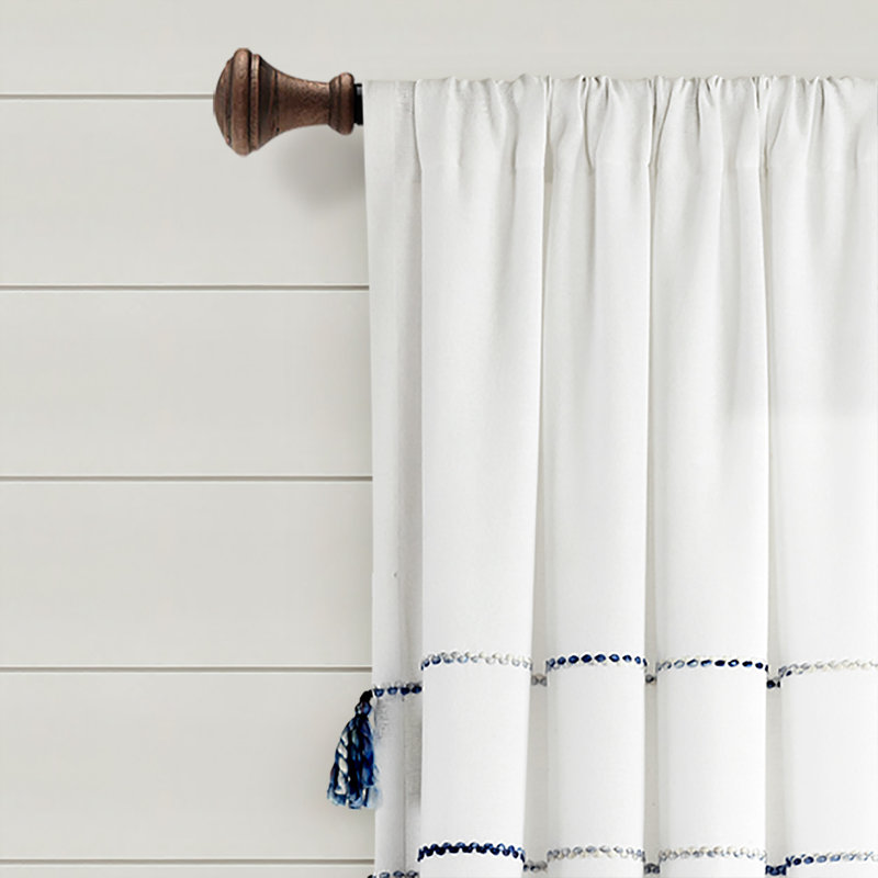 Paire de rideaux semi-transparents avec passe-tringle , Bleu marine ombré, L 42 po x L 84 po