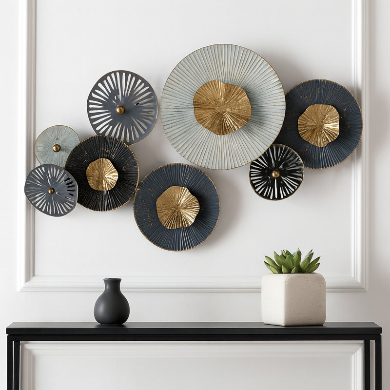 Metal Wall Decor – Abstract Multicolor Wall Art Floral Design, Dimensional Hanging Accent, 35" x 20"