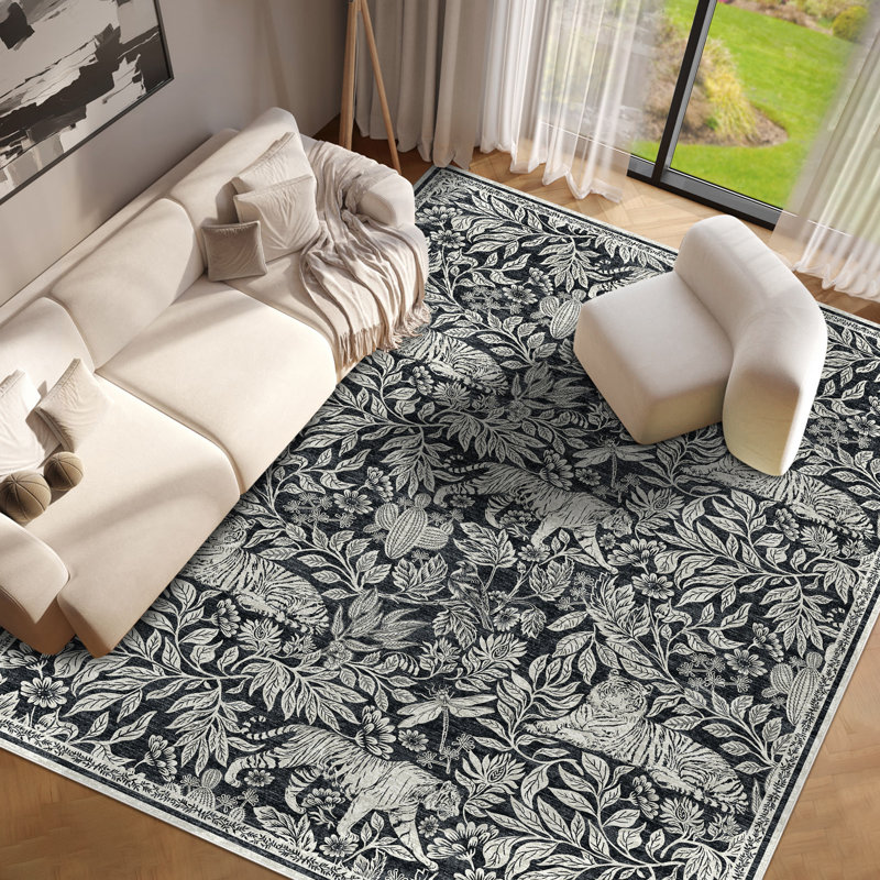 Tapis lavable pliable 8 x 10 pour tapis de salon Tapis antidérapant à envers TPR vert, Green, Rectangulaire 8 pi x 10 pi