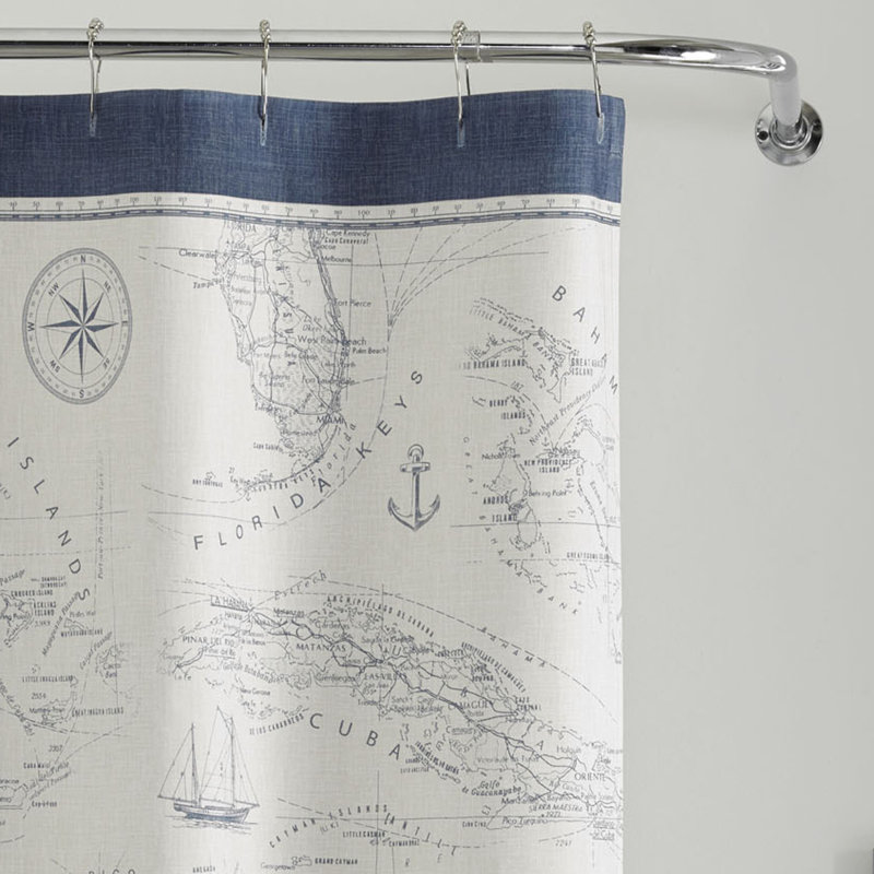 Caribbean Sea 100% Cotton Single Shower Curtain